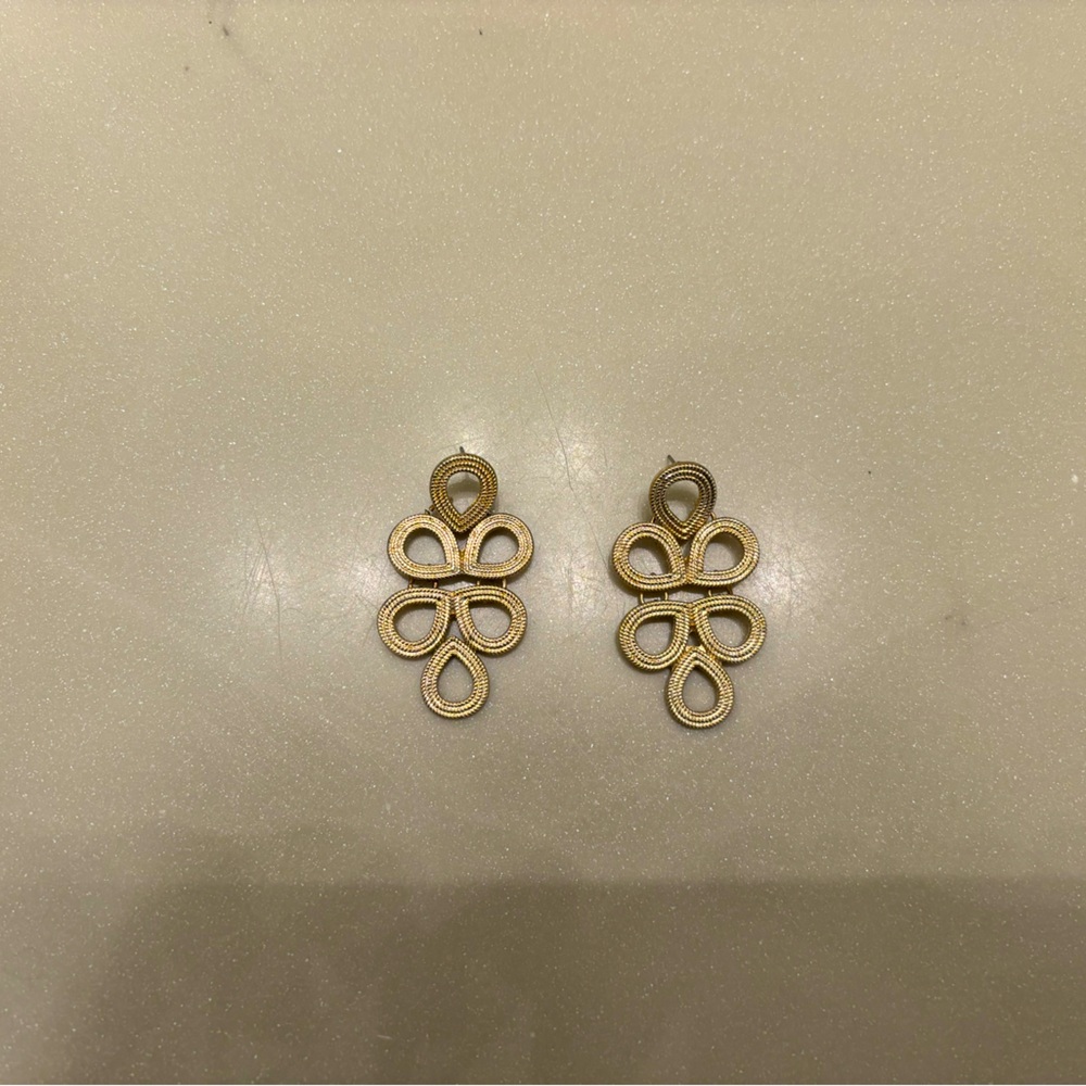 Gold stud dangle earrings